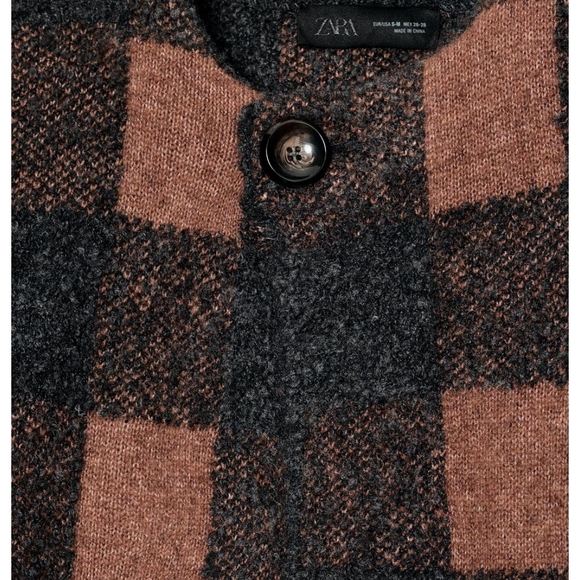 Zara Brown and Black Checkered Jacket - Picture 6 of 7